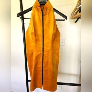 Sexy golden leather dress